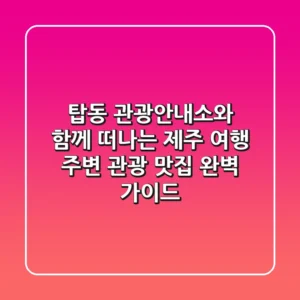 탑동 관광안내소와 함께 떠나는 제주 여행: 주변 관광 & 맛집 완벽 가이드