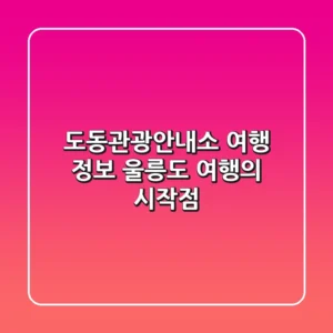 도동관광안내소 여행 정보: 울릉도 여행의 시작점!