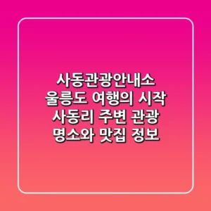 사동관광안내소 | 울릉도 여행의 시작, 사동리 주변 관광 명소와 맛집 정보