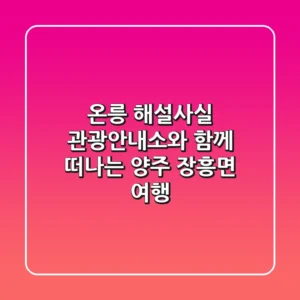 온릉 해설사실 관광안내소와 함께 떠나는 양주 장흥면 여행!